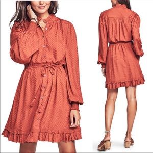 New With Tag Size Small Faherty Orange Long Sleeve Dress